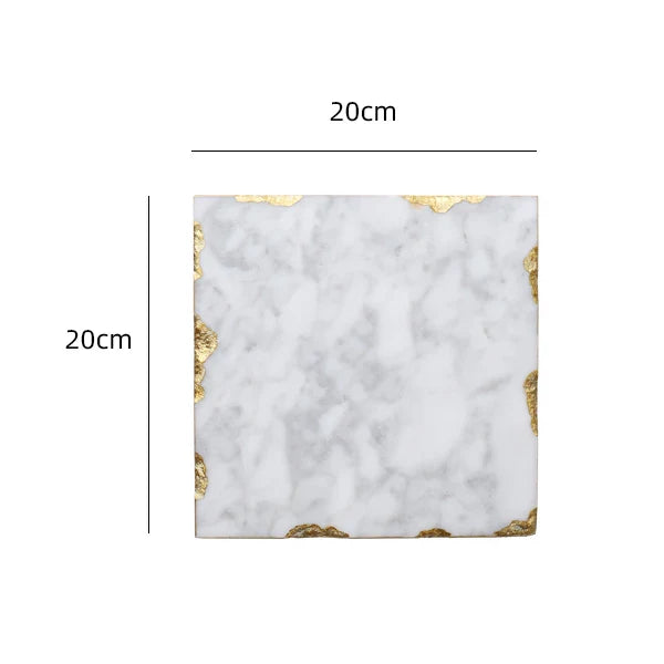 Afralia™ Marble Tray with Golden Edge for Jewelry, Cosmetics, and Serving