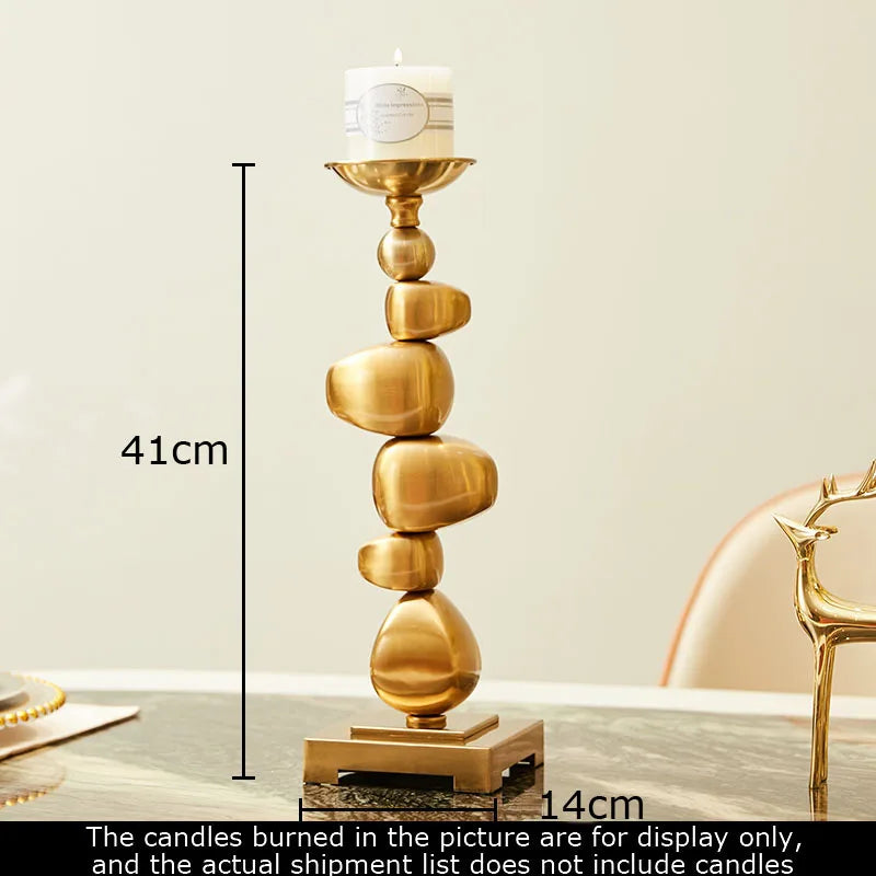 Afralia™ Golden Alloy Stone Pile Candle Holder Ornament Home Aroma Container