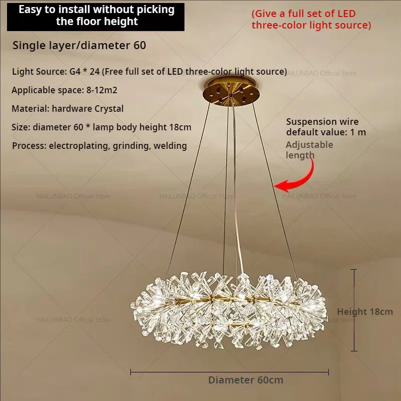 Afralia™ Crystal Chandelier for Living and Dining Room High-End Elegant Bedroom Lighting