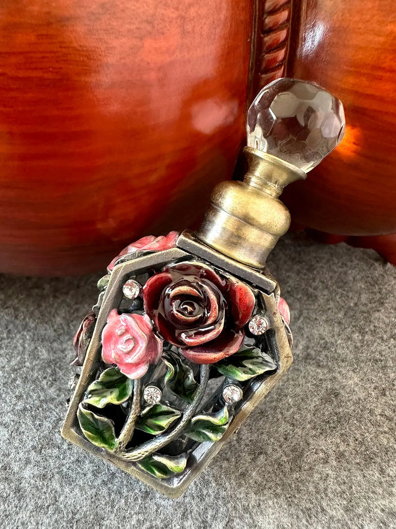 Afralia™ Rose Flower Style Crystal Perfume Bottle - 4ML