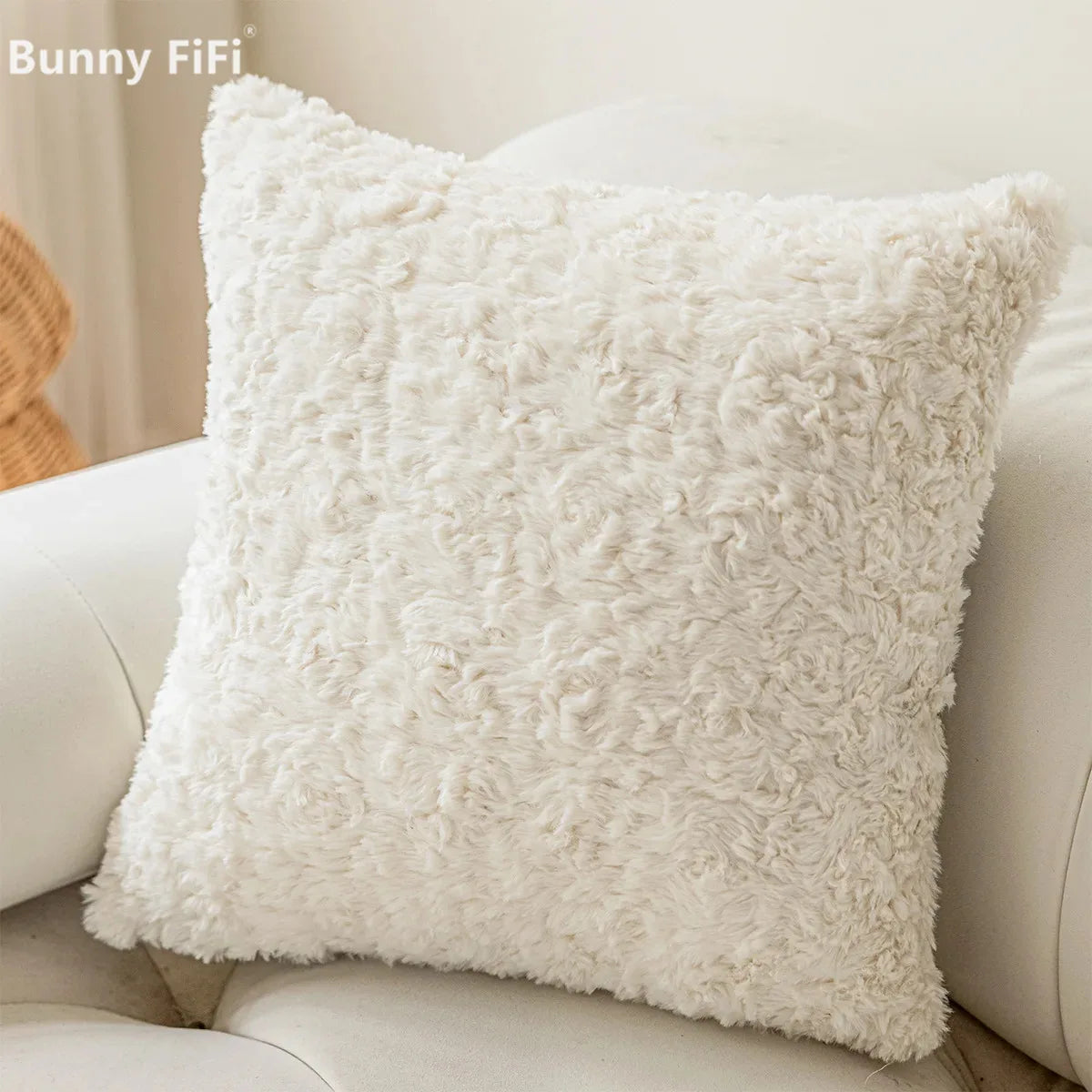 Afralia™ Brown Geometric Embroidery Plush Cushion Cover, Nordic Luxury Home Decor Pillow Case