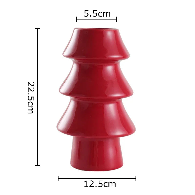 Afralia™ Xmas Tree Ceramic Vase for Table Decoration and Flowers Arrangement