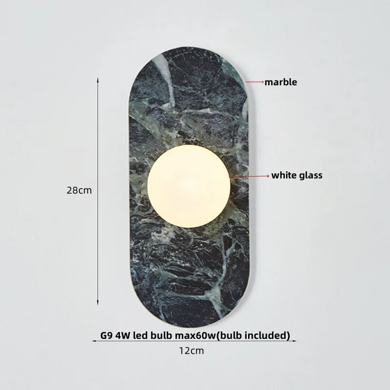 Afralia™ Glass Globe LED Wall Lamp: Modern Nordic Stone Bathroom Mirror Light