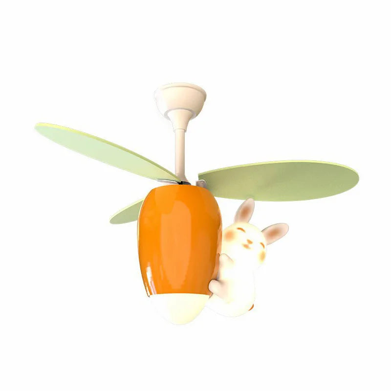 Afralia™ Rabbit Carrot Ceiling Fan: Fun Kids' Room Lighting for Home