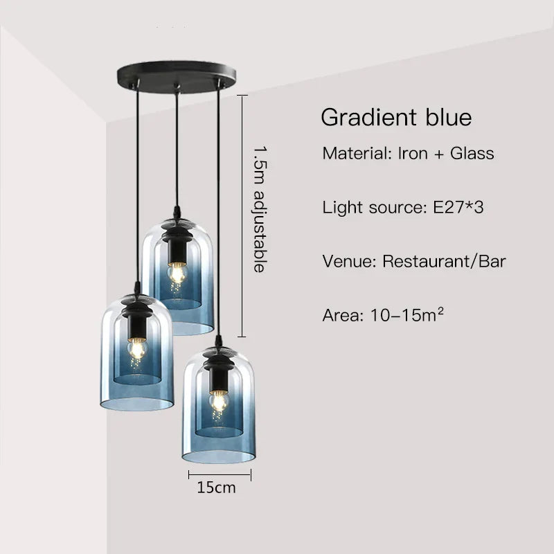 Afralia™ Smoke Grey Glass Chandelier for Living room Bedroom Kitchen Coffee Shop Light