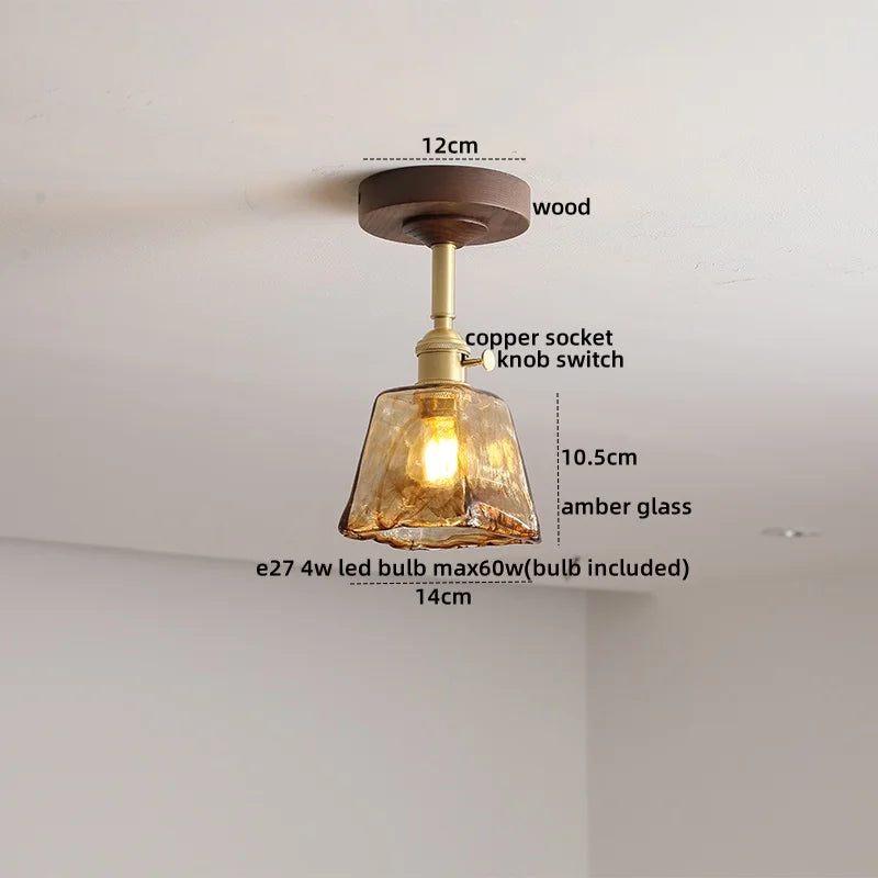 Afralia™ LED Glass Wood Ceiling Lamp for Modern Indoor Lighting and Decoration