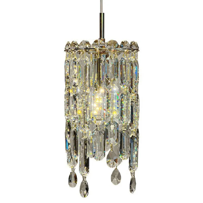 Afralia™ Crystal Round Dining Room Pendant Light in Gold/Chrome Luxury LED Fixture
