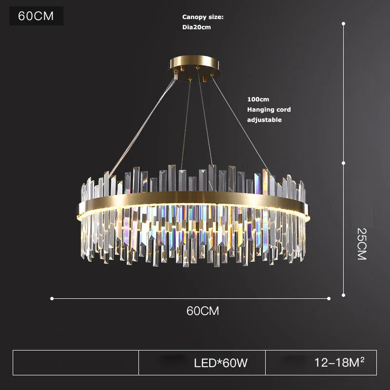 Afralia™ Crystal Chandelier LED Hanging Lamp Gold Silver Postmodern Design