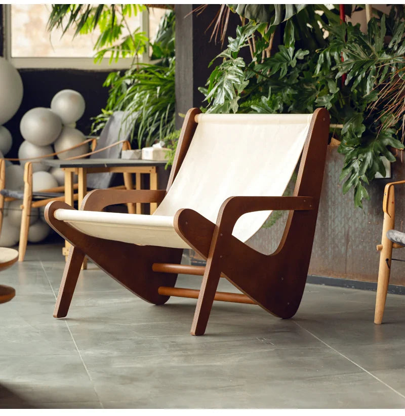 Afralia™ Canvas Recliner: Retro Mid-Ancient Designer Sofa Chair for Living Room & Balcony