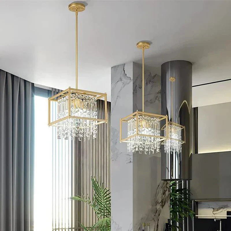 Afralia™ Modern K9 Crystal Chandelier Ceiling Hanging Lamp for Living Room Bedroom