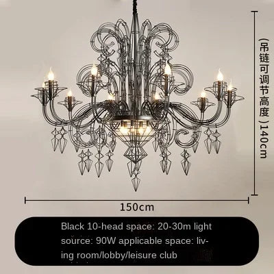 Afralia™ Baroque Black Candle Chandelier Pendant Lamp for Bedroom, Living Room & Restaurant