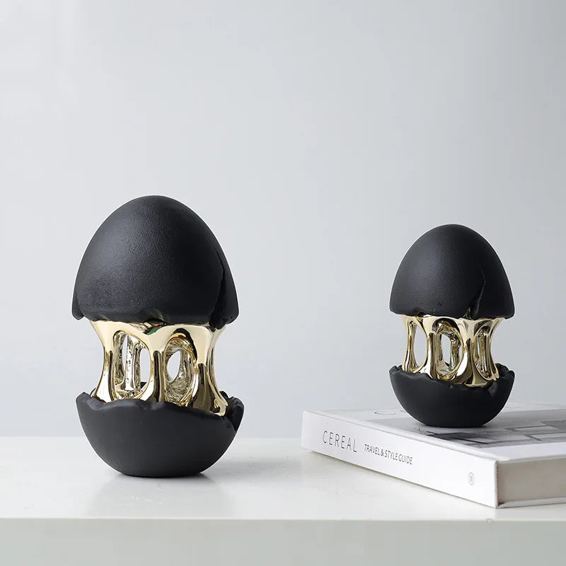 Afralia™ Abstract Eggshell Hollow Out Cracked Egg Decorative Figurine