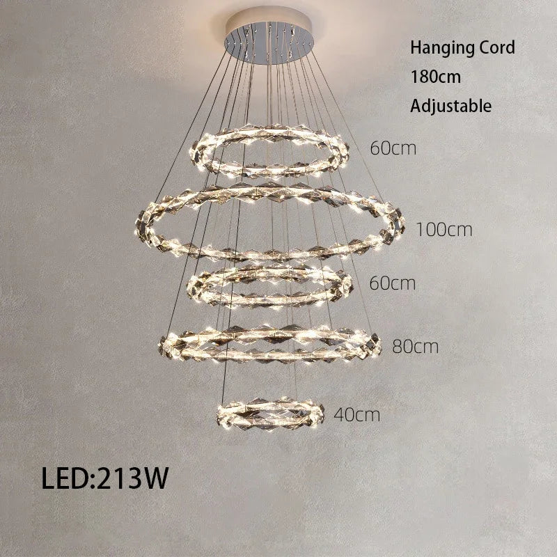 Afralia™ Modern Crystal LED Ceiling Chandelier Light Set for Stylish Indoor Lighting