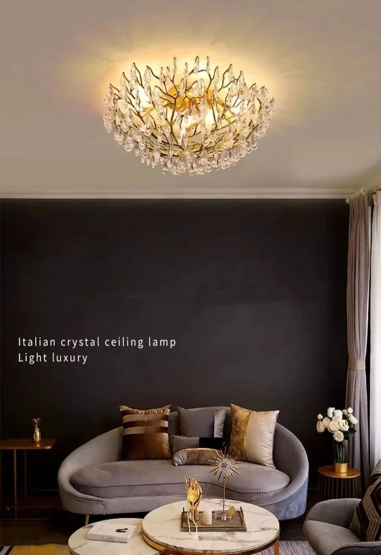 Afralia™ Modern LED Crystal Ceiling Chandelier for Living Room Restaurant Bedroom