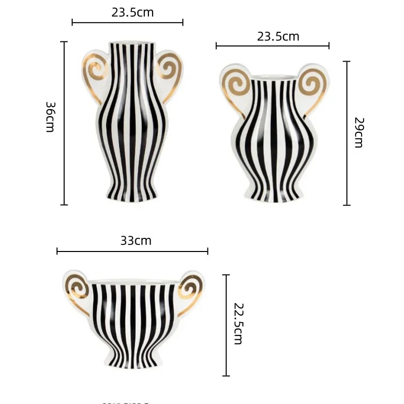 Afralia™ Geometric Fringe Ceramic Vase Vintage Kettle Home Decoration Accessories