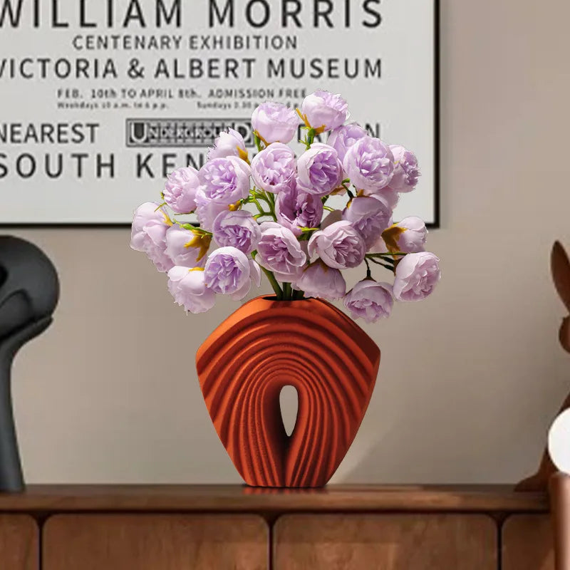 Afralia™ Geometric Folds Ceramic Flower Vase - Home Decor Handicrafts