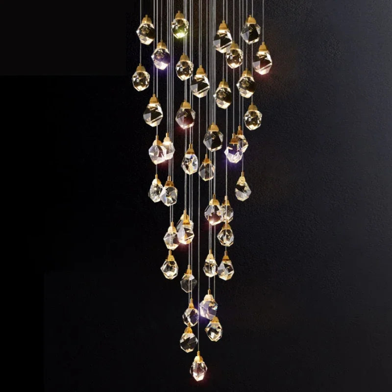 Afralia™ Diamond Crystal Chandelier: Luxury Gold LED Lighting for Staircase & Living Room