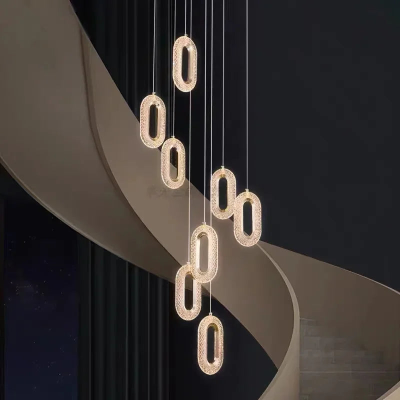 Afralia™ Crystal Rings Chandelier: Staircase Luxury LED Lighting Fixture