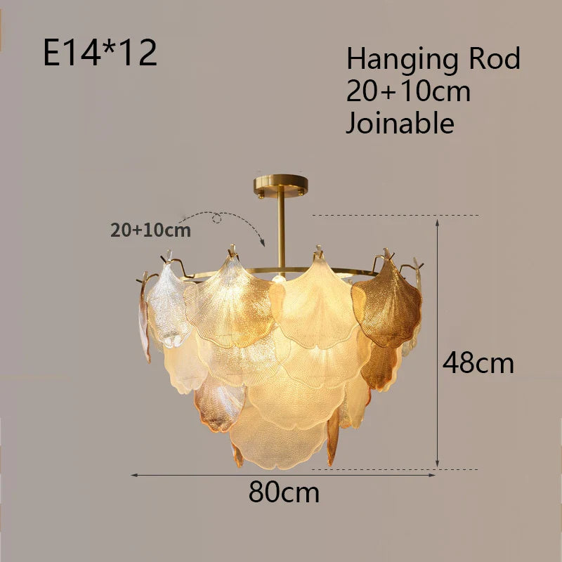 Afralia™ Glass Shell Ceiling Pendant Light Luxury Bedroom Decor Hanglamp