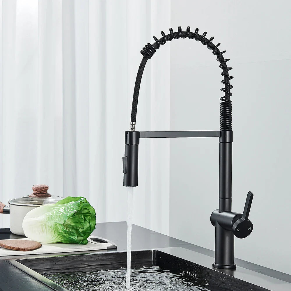 Afralia™ Brass Kitchen Sink Faucet with Dual Stream Sprayer Nozzle, Hot Cold Water Mixer Tap