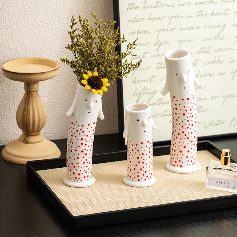 Afralia™ Ceramic Vase Coral Duct Family Home Decor Floral Arrangement Handmade Clay Art