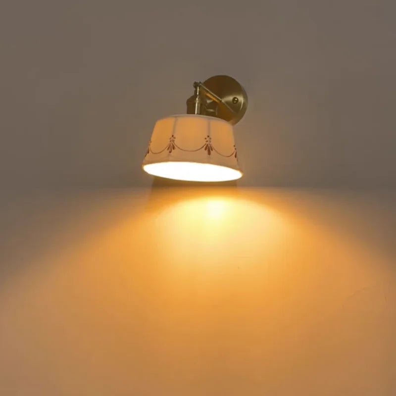 Afralia™ Ceramic LED Wall Lamps Pull Chain Switch Rotate Copper Vanity Light