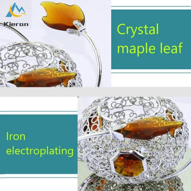 Afralia™ Maple Leaf Crystal LED Ceiling Lamp for Modern Room Decor