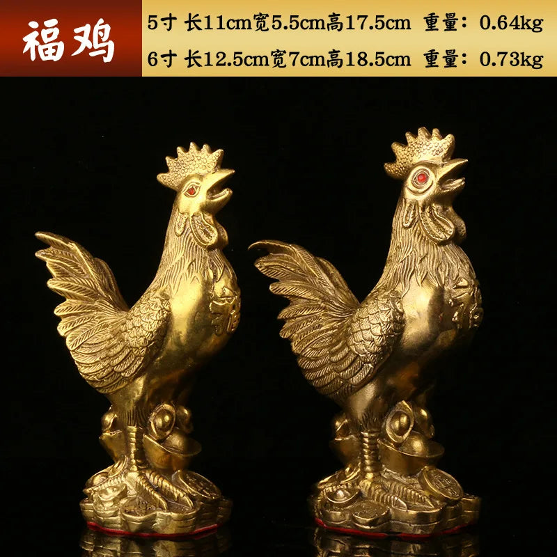 Afralia™ Brass Rooster Fengshui Figurine for Home Office Desktop Decoration