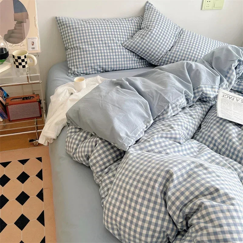 Afralia™ Japanese Style Cotton Printed 4Pcs Bedding Set with Double-Sided Design