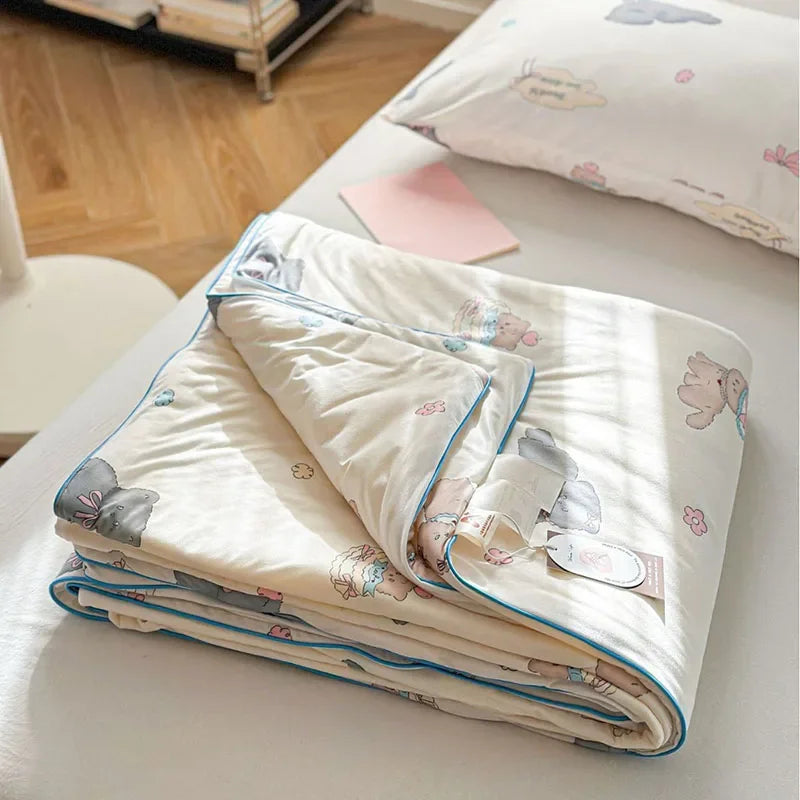 Afralia™ Children Cartoon Summer Cooling Quilt - Double Bed Breathable Thin Blanket Duvet