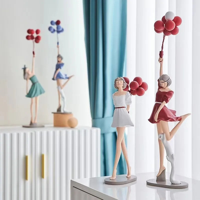 Afralia™ Balloon Girls Resin Home Decor Ornaments