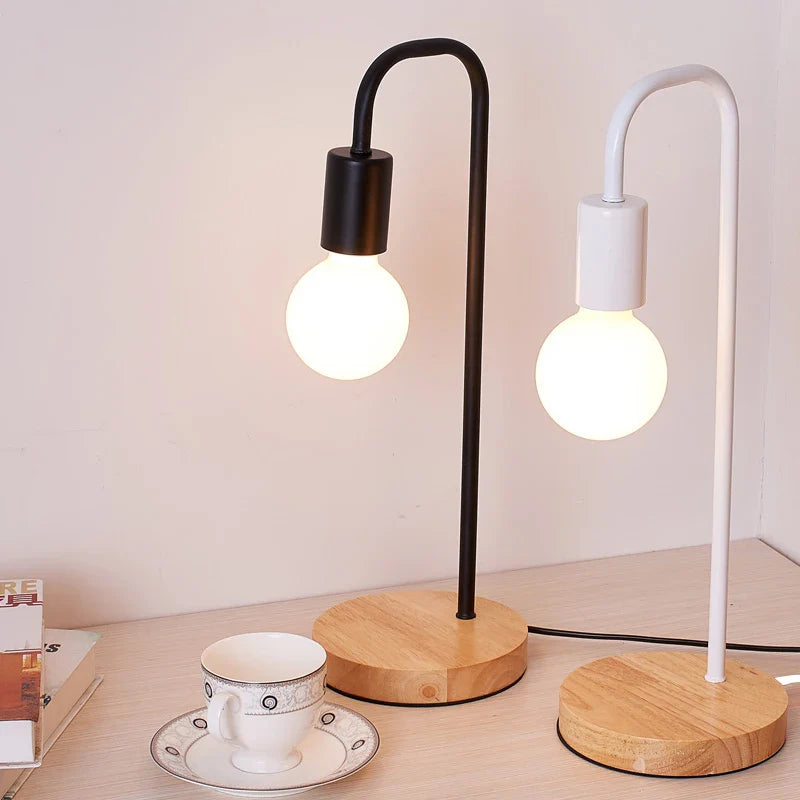 Afralia™ Loft Vintage Desk Lamp Wooden E27 Edison Table Light