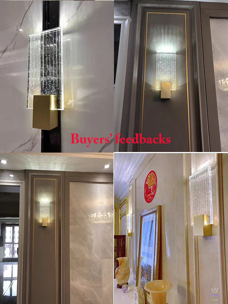 Afralia™ Bubble Crystal LED Wall Sconces Gold Modern Indoor Lighting for Home Decor
