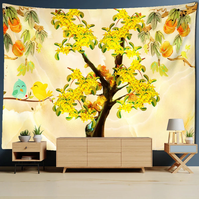 Afralia™ Money Tree Tapestry Wall Hanging for Boho Nature Plant Vibes