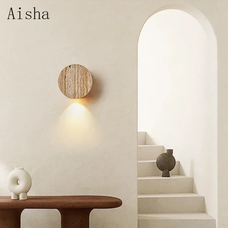 Afralia™ Yellow Stone Wall Lamp for Home Restaurant Lights