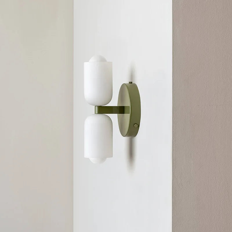 Afralia™ French Cream Double Headed Glass Wall Lamp for Bedroom and Living Room