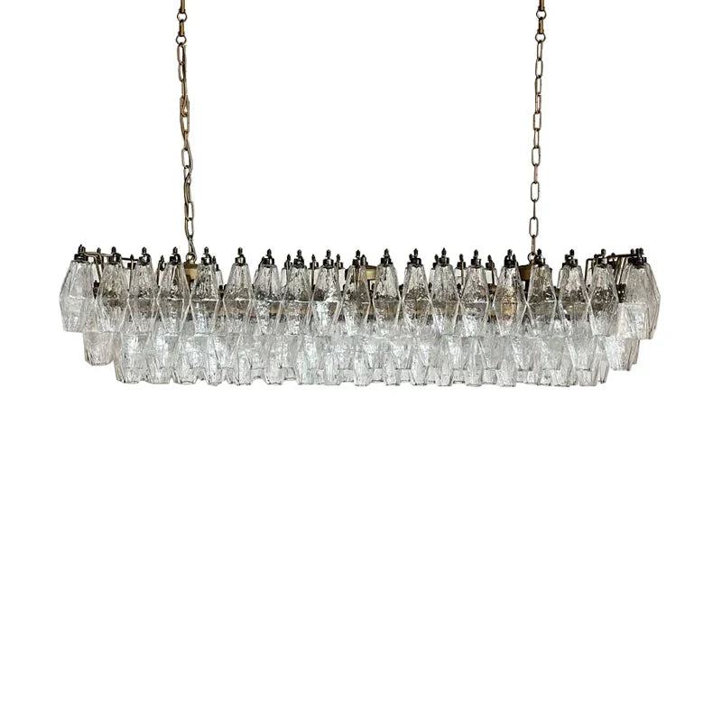 Afralia™ Rhombic Gray Pink Glass Chandelier: Modern Indoor Decorative Lighting Fixtures for Dining Room