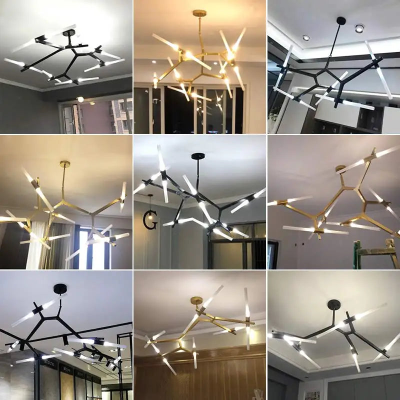 Afralia™ Glass LED Chandelier Ceiling Light for Modern Nordic Design Home Decor