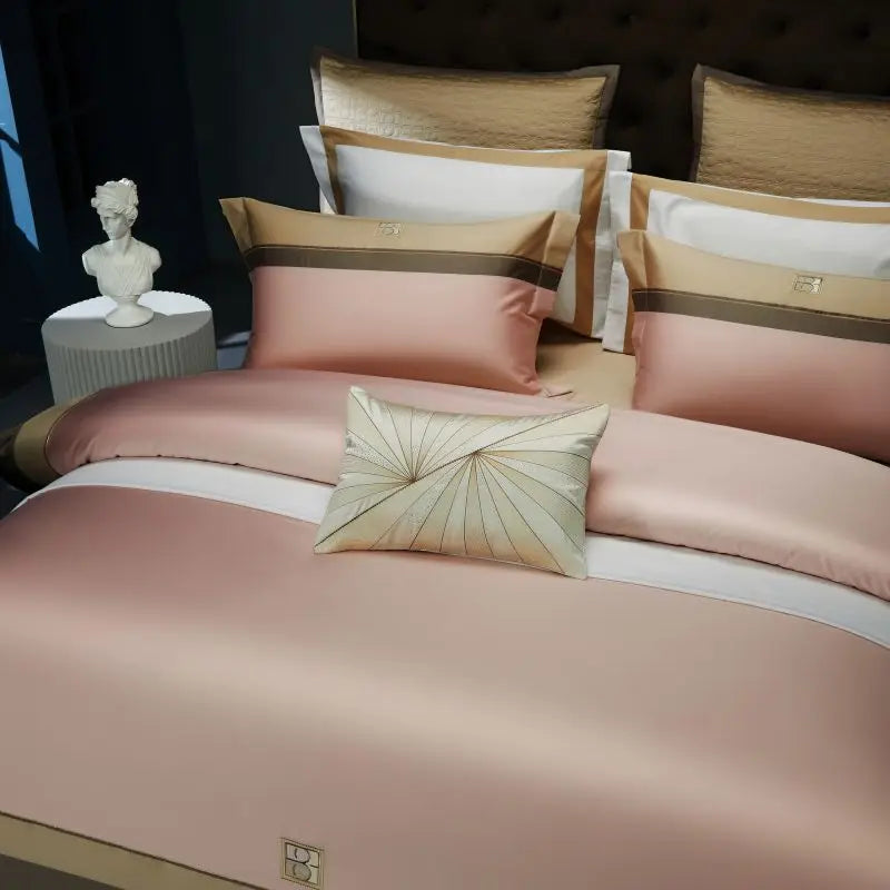 Afralia™ Luxury Embroidery 1000TC Egyptian Cotton Bedding Set: Duvet Cover, Sheet, Pillowcases