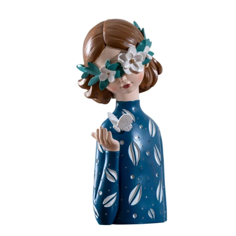 Afralia™ Cartoon Girls Resin Figure Sculpture for Home Decor