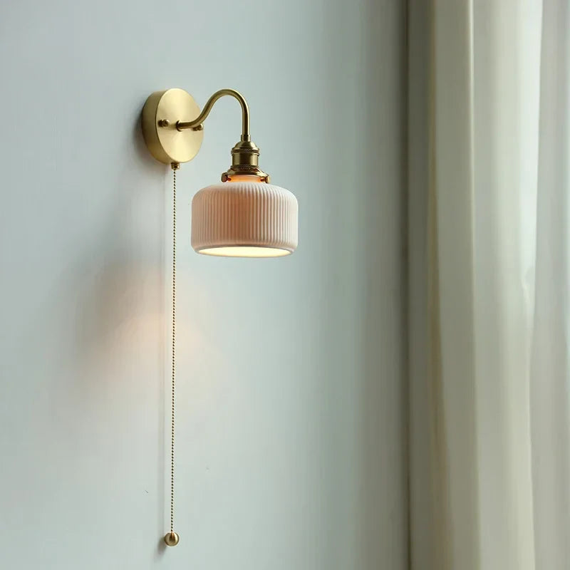 Afralia™ Copper LED Wall Sconce Mirror Stair Light with Pull Switch