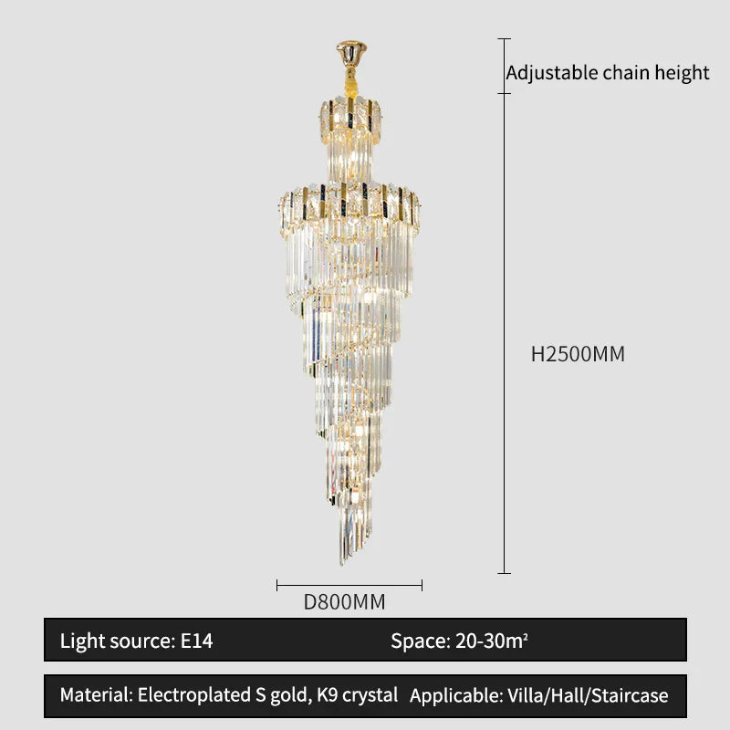 Afralia™ Rotating Crystal Stairwell Chandelier