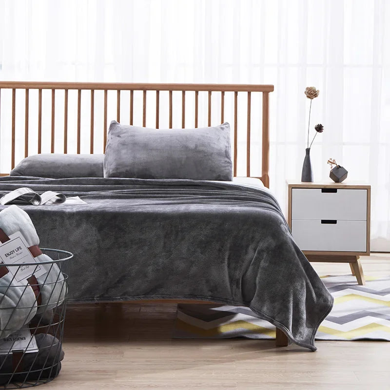 Afralia™ Coral Fleece Flannel Flower Printed Blanket for Single/Queen/King Beds