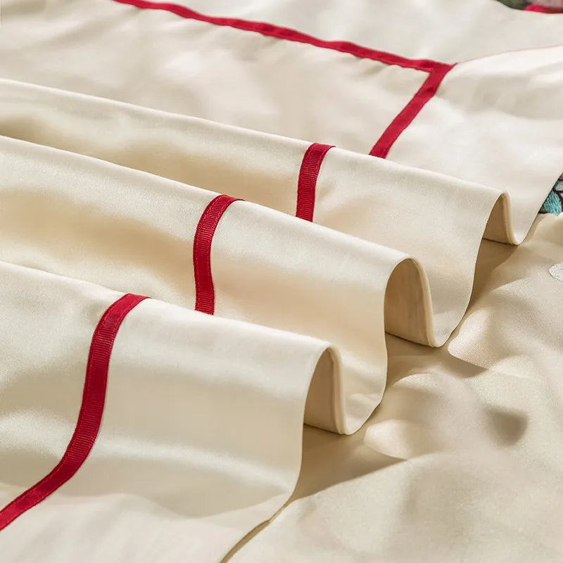 Afralia™ 200S Embroidery Egyptian Cotton Bedding Set - Queen King Linens