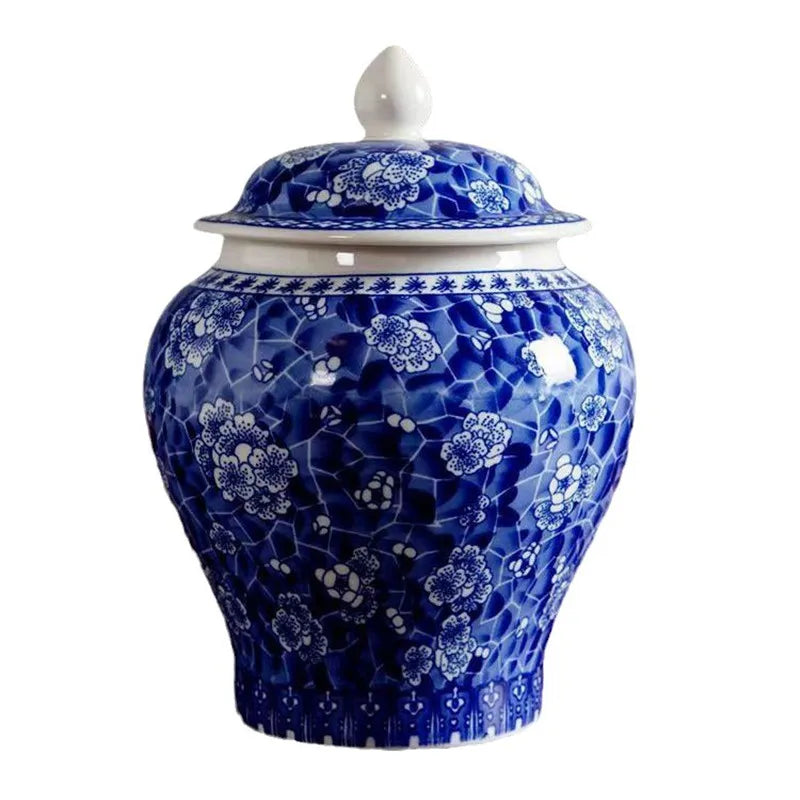 Afralia™ Blue White Porcelain Tea Pot Canister for Sealed Storage Organization