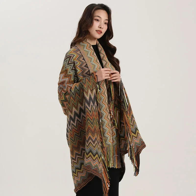 Afralia™ Bohemian Wavy Fringe Shawl: Fashionable & Multifunctional Sofa Cover Blanket