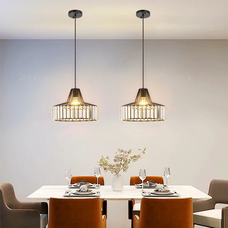 Afralia™ Crystal Chandelier: Gold & Black Living Room Pendant Light. Vintage E27 Suspension Luminaire for Elegant Decor.