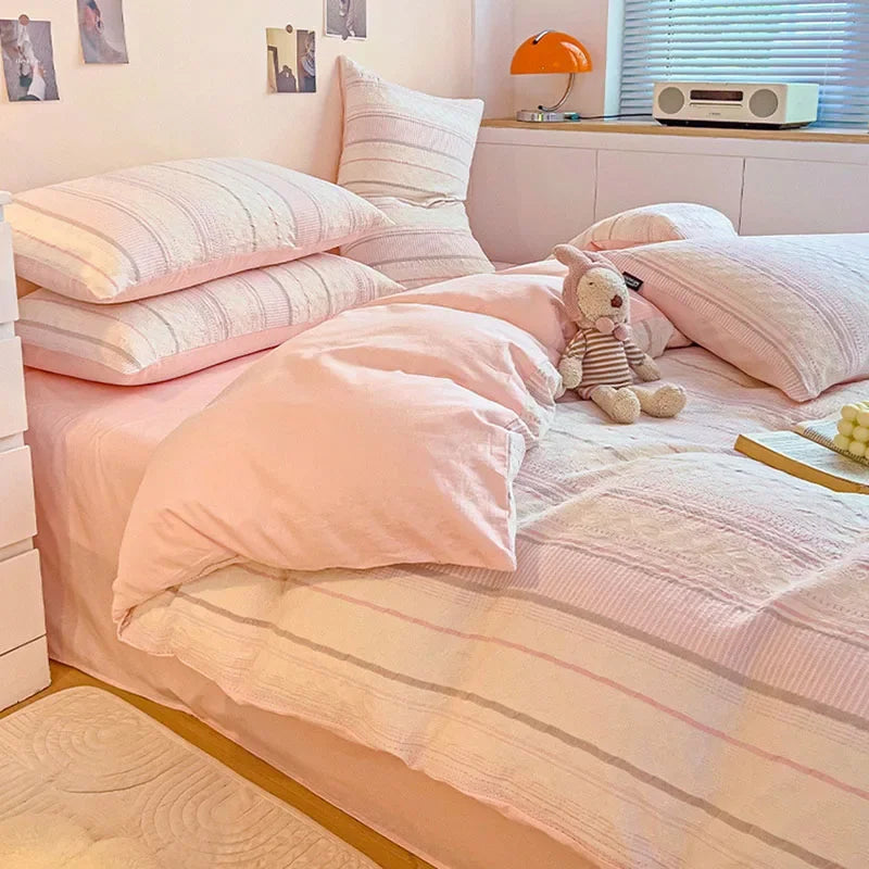 Afralia™ Jacquard Cotton Bedding Set for Queen King Size - Skin Friendly Comforter Cover