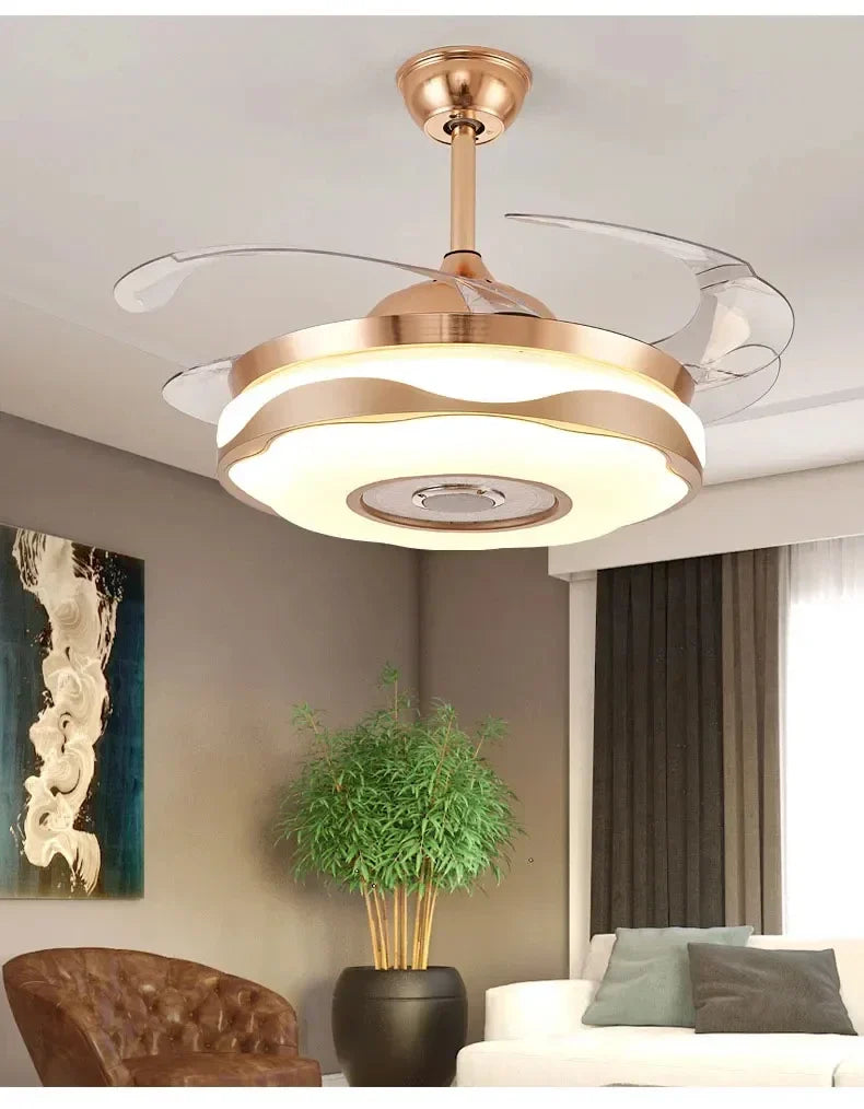 Afralia™ Smart Bluetooth Speaker Fan Pendant: Modern Nordic Design with LED Lighting and Remote Control