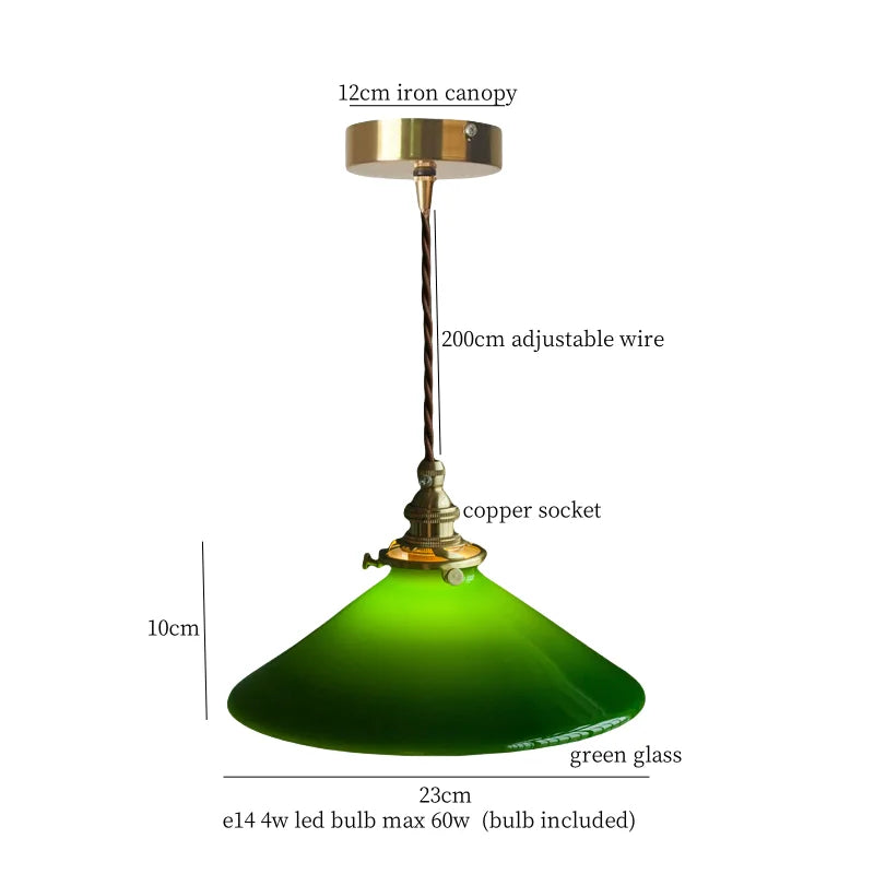 Afralia™ Green Glass LED Pendant Lamp for Living & Dining Room Decor